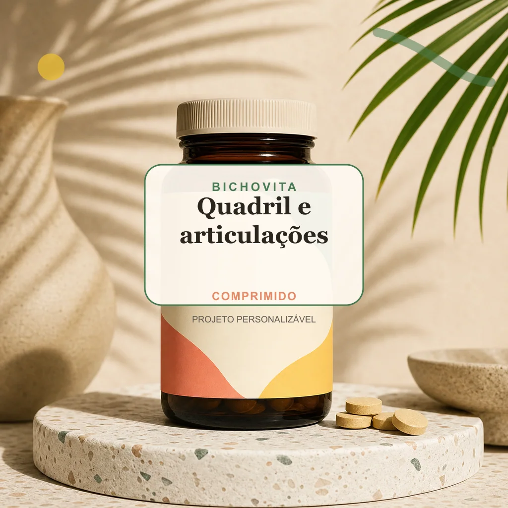 Quadril e articulações em comprimido, conceito de suplemento pet de marca própria Bichovita